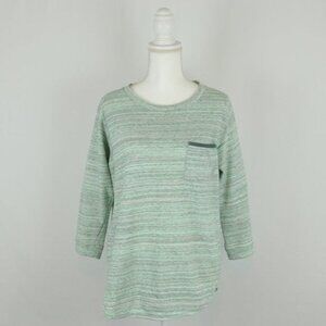 Columbia Women's Medium Green Gray Scoop Neck 3/4 Sleeve Pocket Sweatshirt